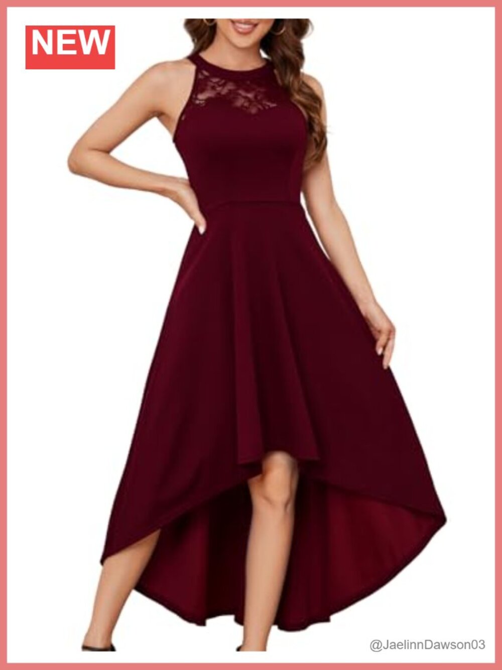 Lace Halter High Low Cocktail Dress Sleeveless Formal Party